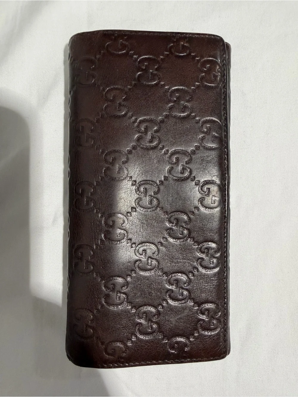 Gucci Dark Brown Embossed GG Continental Wallet